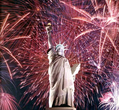 Liberty with Fireworks